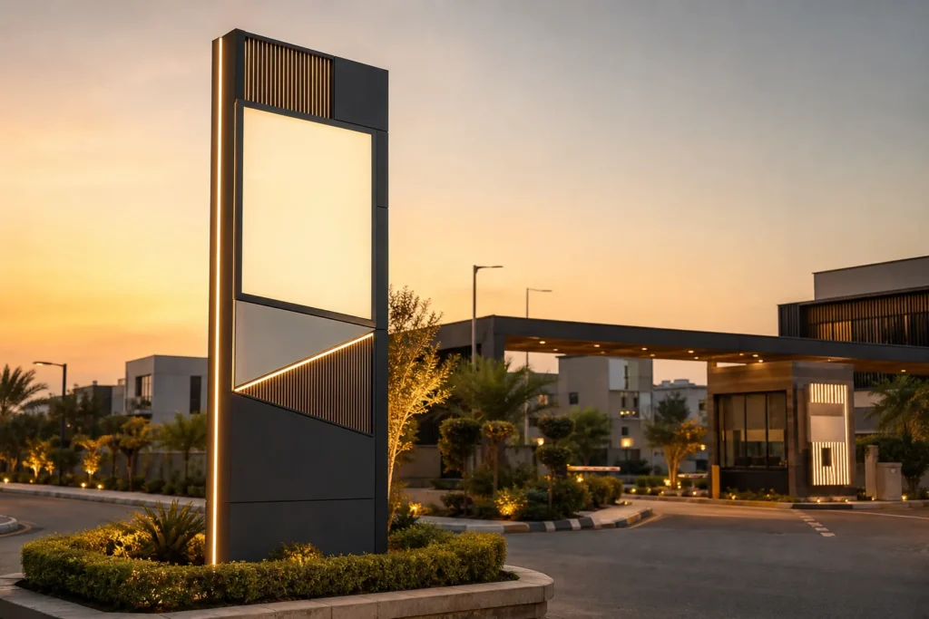Representative freestanding multi-location signage